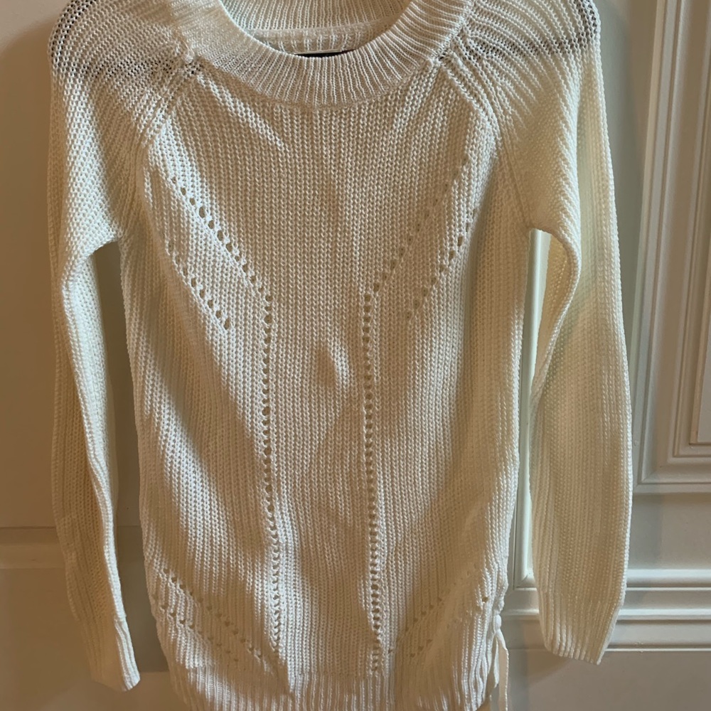 White sweater with cinched sides